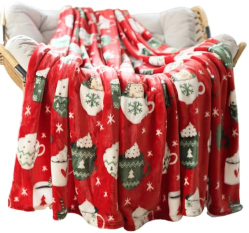 Decke, Flanschdecke, Sofa Decke-Rote Boden Weihnachtsbecher-150 * 200 cm