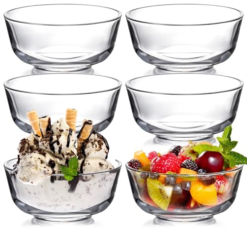 NUTRIUPS 8oz Small Glass Bowls 6 Pack, 4.5in Dessert Bowl, Dipping Sauce Bowls for Eating and Kitchen Prep