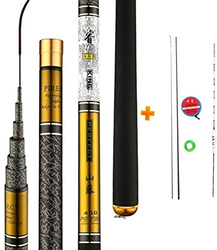 ZSXPBZL Angelrute,Teleskopruten,Spinnrute Teleskop Angelrute Qualitäts-Carbon-Faser-3.6m-10m Ultra Light schwer Reise Karpfenangeln(10m)