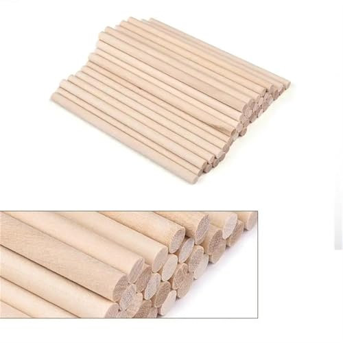 WJLYDM Palillo de Madera Redondo for Manualidades, Comida, Helados y modelismo, for Hacer Tartas, Clavijas, Bricolaje, for Construir Modelos, Herramienta de carpintería(5x100mm 50pcs)