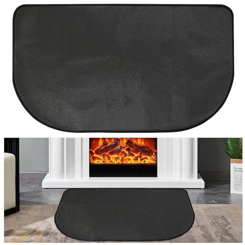 Kaminmatte Feuerfest, 102 x 51cm Feuerfeste Unterlage, Funkenschutzplatte für Kaminofen, Feuerfeste Kaminmatte Halbrund, Feuerschutzmatte, Feuerfester Teppich zum Schutz des Bodens Vor Funken
