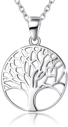 1 collier avec pendentif arbre de vie pour femme, en argent sterling anti-allergie, réglable, cadeau d'anniversaire pour femme