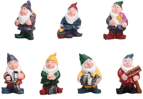 Fellflying 7PCS Miniature Gnomes, Gnomes Statue Decoration, Creative Gnomes Figurine for Garden, Small Gnome Figurine Decoration - 3x2x5cm