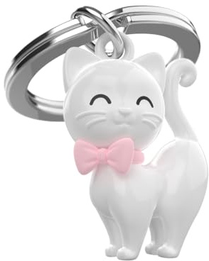 O meta[l]morphose METALMORPHOSE - Schlüsselanhänger niedliche weiße Katze - Kätzchen Schlüsselanhänger - Geschenk für Frauen