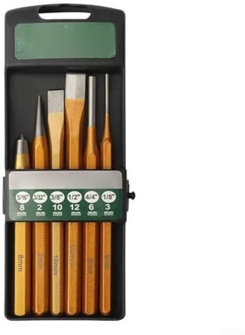 GLOBALHUT Set di 6 scalpelli a punta, piatti, cilindrici, in acciaio legato, per demolizione, intaglio, cemento, mattoni, pietra dura