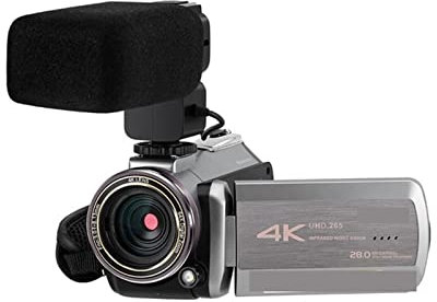 DIKAMAN Appareil Photo numérique, Vlog caméra caméscope 4K Professionnel 64X Zoom numérique IR Vision Nocturne for Le Tournage vidéo de Blogueur Portable pour Les Voyages(Bundle A)