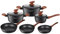 FLORINA MASTER BLACK Ensemble Casseroles & Poêles | Set 6 pièces | Aluminium de qualité | Couvercles en verre trempé | Induction, gaz, électrique, céramique | Lave-vaisselle | Grand ensemble