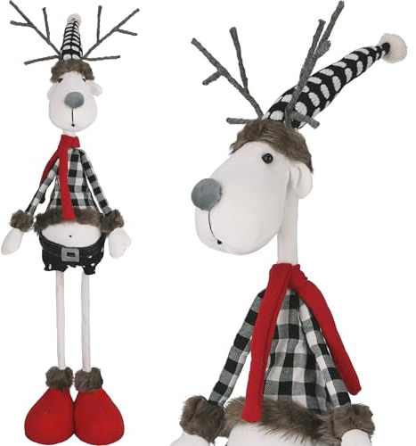 JUMI Weihnachtlicher Plüsch-Wichtel Elch 93 cm – Dekoration für Weihnachten, Skandinavischer Stil
