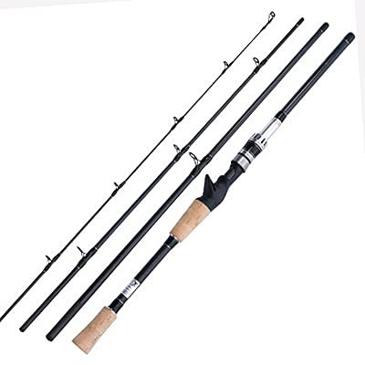 Skdvy Teilige Spinnrute/Wurfangelrute, Baitcasting Angelrute Hohe Kohlefaserreise Mini Ultralight 4 Abschnitte Meer Surf 2.1m 2,4m(Casting,2.1M)