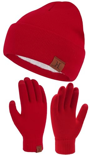 Bequemer Laden Hombres Mujeres Invierno Gorro Termico Guantes Tactiles Conjunto con Forro Polar Regalo Mujer Hombre