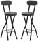 Sgabelli da bar pieghevoli resistenti da 24 pollici/61 cm, set da 2 | Seduta imbottita | Per cucina e giardino | Capacità di carico 300 libbre/136 kg | Nero