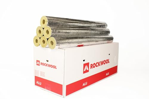 Isolamento del tubo ¦ Rockwool ¦WLG 0,035 ¦ lana di roccia ¦ isolamento ¦ laminato in alluminio ¦ guscio del tubo ¦ soddisfa i requisiti GEG (argento, 28x30 - 1m)