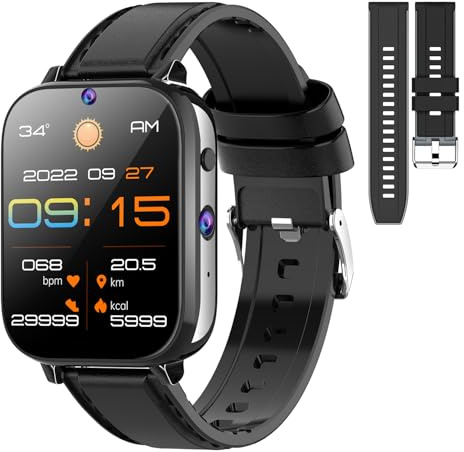Rogbid Smartwatch 4G LTE, Bluetooth, chiamate da uomo e donna, doppia fotocamera, 8 MP + 5 MP, in ceramica, con slot per scheda SIM, frequenza cardiaca, monitor del sonno, orologio sportivo da 1,8