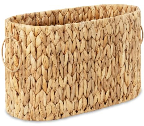 GRUGOODS Supporto in vimini per carta igienica, cestino con manici, in giacinto d'acqua naturale, in rattan, extra 6 rotoli, supporto in tessuto intrecciato a mano, organizzatore decorativo per il