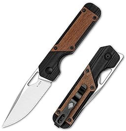 Kizer Mini Militaw Fickkniv för EDC, 7,16 cm Nitro V-blad Fällkniv, G10 & Mkuruti Trähandtag Liten EDC-kniv med Fickklämma, Camping Jaktkniv för Män Kvinnor Present V3634SA4
