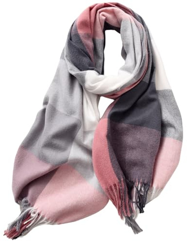 Lykofudi Sciarpa da Donna - Sciarpe Invernale Calde A Quadri, Grandi Sciarpe Morbide e Spesse e Coprispalle Sciarpa Invernali Sciarpa con nappine 200×65 CM