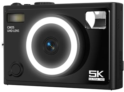 Appareil photo numérique 5K 64 MP écran 2,8 avec filtre beauté et zoom 18x pour photos et vidéos dans n'importe quel paramètre Caméra à écran IPS