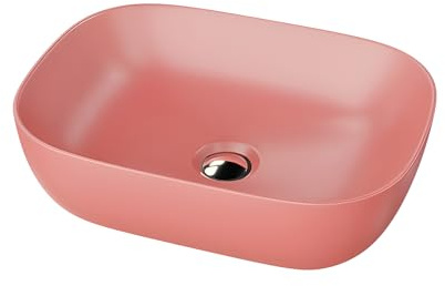 lavita Aufsatzwaschtisch Costa Hot Pink Aufsatzwaschbecken Rechteckig Waschbecken ohne Überlauf und Hahnloch Aus hochwertigem Porzellan Waschtisch Badkeramik Waschplatz 46x32,5x13,5cm Rosa