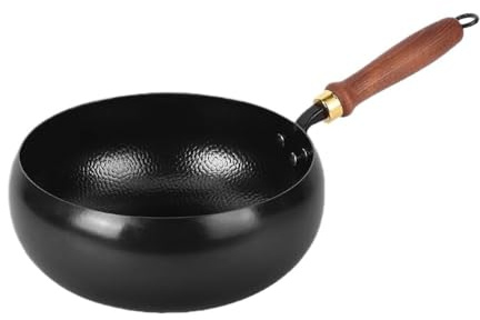 lluofeng Mini wok fait à la main en acier au carbone – Poêle à frire antiadhésive non revêtue pour la maison (24 cm)