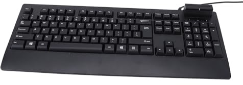 ZASCHMOY Teclado USB Ergonómico 104 con Teclas de Rebote Rápida y Pies sin Deslizamiento Retráctiles, Material ABS, Ranura para Tarjeta IC, Amplia Compatibilidad