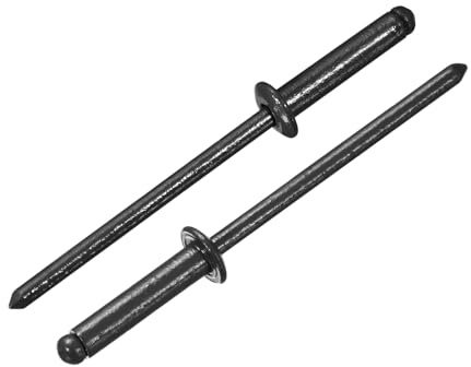 QUARKZMAN 100 Stück Blindnieten 1/8x1/2 Aluminium Nieten, Popnieten Mit Greifer Und Stahlstift Domkopf Lange Spreiznieten Für Metall Möbel Automontage Schwarz