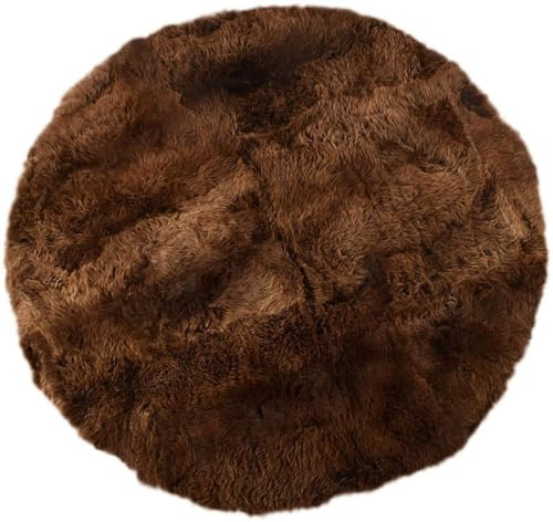 Kuhfelle Online & Nomad RUNDER LAMMFELL Teppich BRAUN Natur 120 cm Ø RUND Fell Teppich BRAUN Natur AUS BRITISCHEN LAMMFELLEN (120 cm)