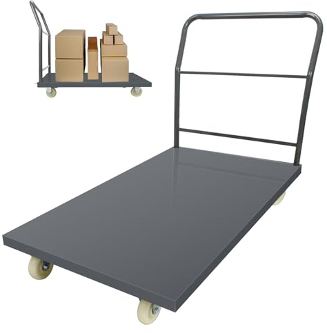 Heavy Duty Platform Truck Moving Flatbed Cart, 2000 LBS Dolly Cart Flatform with Wheels and Handle, 48‘’x30‘’Push Dolly, Steel Flatbed Cart for Luggage Moving, Shopping (48‘’x30‘’)