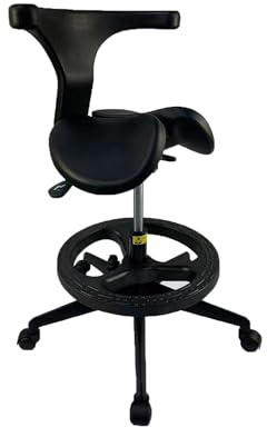 Sadelpall med hjul, vridbar justerbar rullning, ergonomisk stol, 440 kg viktkapacitet, lämplig for frisörer, salonger och tatueringar