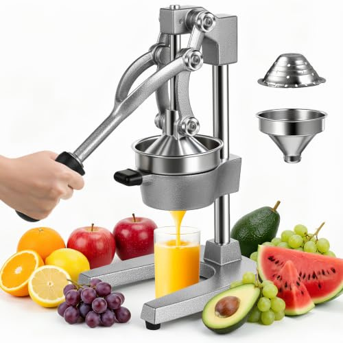 Cast Iron Juicer, Manual Juicer Squeezer, Commercial Heavy Duty Cast Iron Countertop Fruit Press Lime Squeezer Hand Press Manual Orange Citrus Lemon Grapefruit Pomegranate Fruit Juice Squeezer Machine