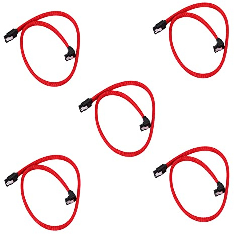 Hndhbfgrt 5X Sata 3.0 III Sata3 Cable de Datos de 7 Pines Cables Ssd 6Gb/S de ÁNgulo Recto Cable de Datos de Disco Duro HDD (Rojo)
