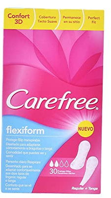 Carefree Cotton Feel Flexiform Sin Fragancia Protegeslips (30 unidades), protegeslips absorbentes y transpirables sin fragancia, protege slips para todo tipo de braguitas