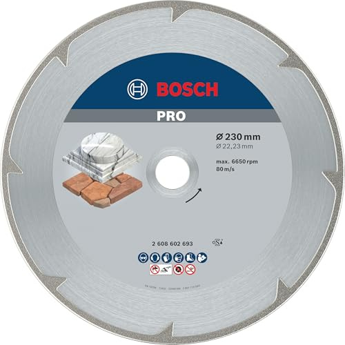 Bosch 1x PRO Marble Diamanttrennscheibe, 230 x 22,23 mm | für Weichgestein, Marmor, Ø 230 mm, Professional Zubehör Großer Winkelschleifer
