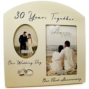 Double 30th Pearl Wedding Anniversary Photo Frame for Wedding Day and Anniversary photographs Sentimental Keepsake Picture Frame
