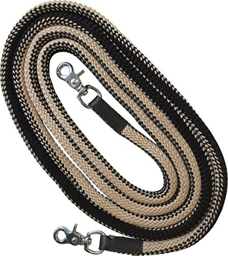 EKKIA Zügel mit geschlossenen Druckknöpfen, Polypropylen, Schwarz/Beige, 3,2 m, kompatibel mit PKW