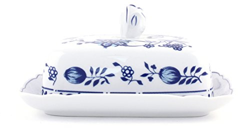 ESCHENBACH 13503806718197 Romantika Zwiebelmuster Butterdose eckig mit Knopf 250 g Porzellan