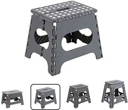 ARREGUI TB-027-G Taburete Plegable Cocina o Baño| Escalera Pequeña | Taburete Infantil | Banqueta | Escalón para Adultos y Niños (hasta 150Kg) | 27 cm de Altura | Gris