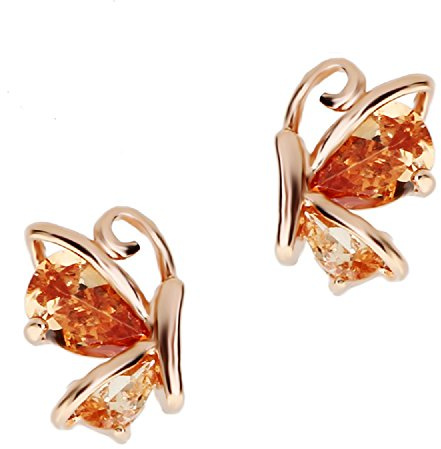 Crystalline Azuria Schmuck Schmetterling Ohrstecker mit Zirkonia Kristalle 18ct Weiß Rosé Vergoldet für Damen und Mädchen Ohrringe Schmuck-Set