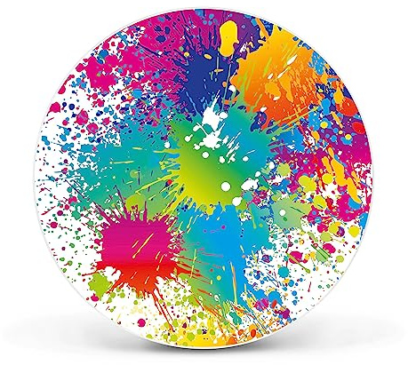 banjado Magnettafel Ø 47cm Weiß - Magnetwand aus Metall - Magnetpinnwand als Memoboard - Pinnwand Magnettafel Küche, Büro, Kinderzimmer inkl. 4 Magnete & Montageset - Farbspritzer