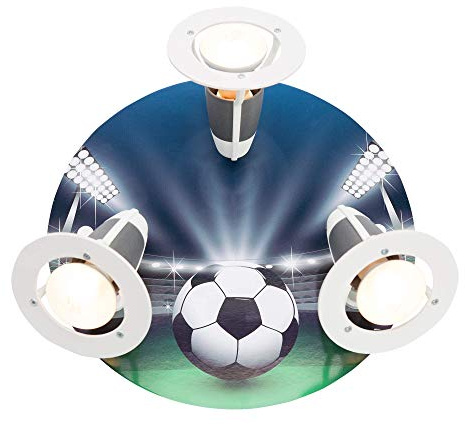 Elobra Deckenlampe Kinderzimmer Fußball | Hochwertige Wandlampe Kinderzimmer für Jungen aus Holz - mit Fußball Motiv, 30 x 30 x 20 cm - Handarbeit aus dem Erzgebirge, Silber