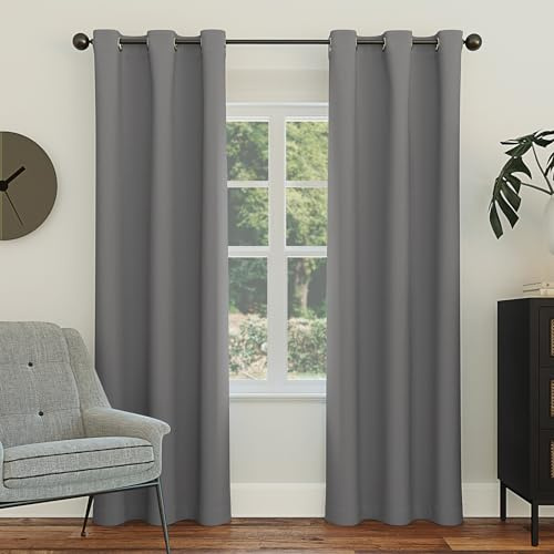 Sun Zero Easton Panneau de Rideau occultant à œillets, économie d'énergie, 101,6 x 241,3 cm, Gris