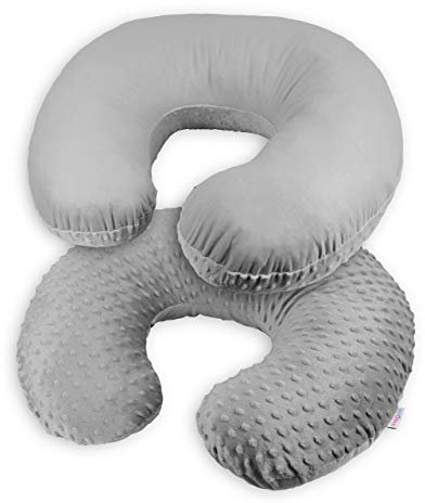 Babymam Nursing Pillow Dimple Breast and Bottle Feeding Cushion Baby/Newborn Washable Removable Cotton Cover Maternity Pregnancy Gifts (Grey)