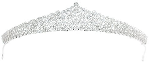 Tiara de plata de circonio para boda, tiara de novia de cristal, diadema de niñas, joyería para el cabello para pary CH10105