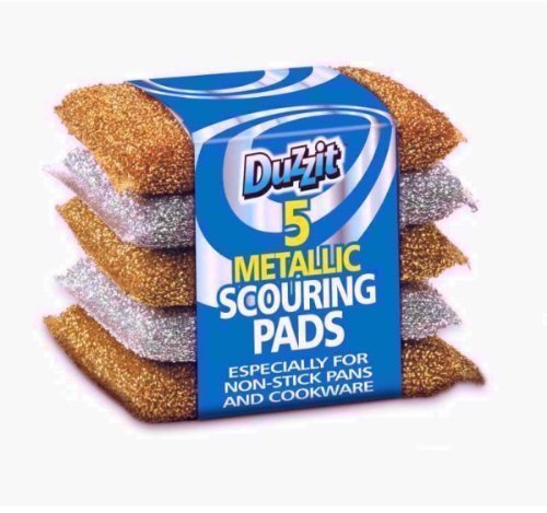 2XDuzzit 5 x Metallic Scouring Pads for non-stick pans
