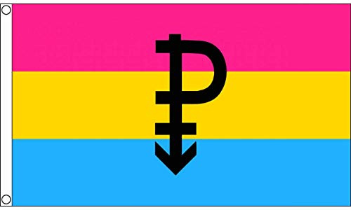 AZ FLAG Bandiera Pansessualità con simbolo nero 150x90 cm 2 Occhielli | Uso interno ed esterno bandiera decorativa dell'orgoglio pansessuale doppie cuciture e bordi rinforzati poliestere 100D