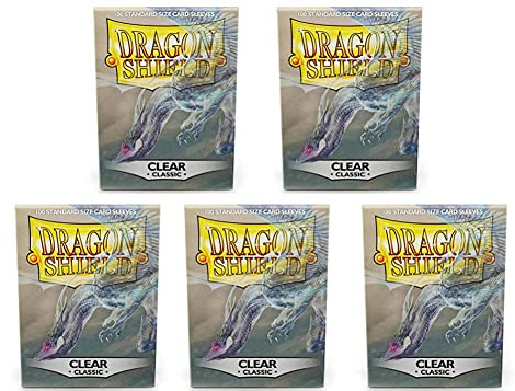 5 Packs Dragon Shield Classic Clear Standard Size 100 ct Card Sleeves Value Bundle!