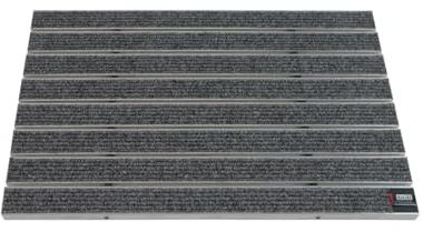 EMCO Eingangsmatte DIPLOMAT Large Rips hellgrau 22mm Fußmatte Schmutzfangmatte Fußabtreter Antirutschmatte, Größe:60x40cm