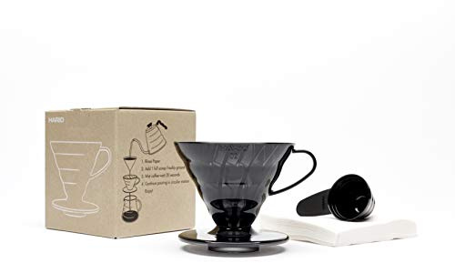 HARIO V60 Black Dripper with Paper Filters 40 Pack + Scoop