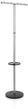 hjh OFFICE 830029 Garderobenständer Space I Metall Silber Kleiderständer inkl. Kleiderbügel, mit Schirmständer, Höhe 172,5 cm