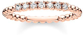 THOMAS SABO Ring Kugeln mit weißen Steinen roségold vergoldetes Silber TR2323-416-14-56