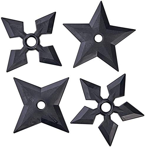 Playwell-Recht Arts Schwarz Polypropylen Vollkunststoff Vollkontakt Ninja Stern - Set von 4 Stück